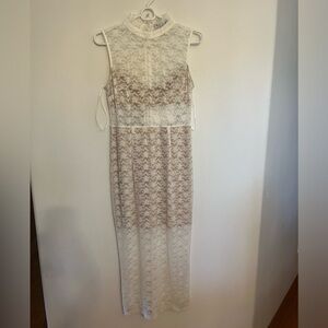 Lulus white lace midi dress